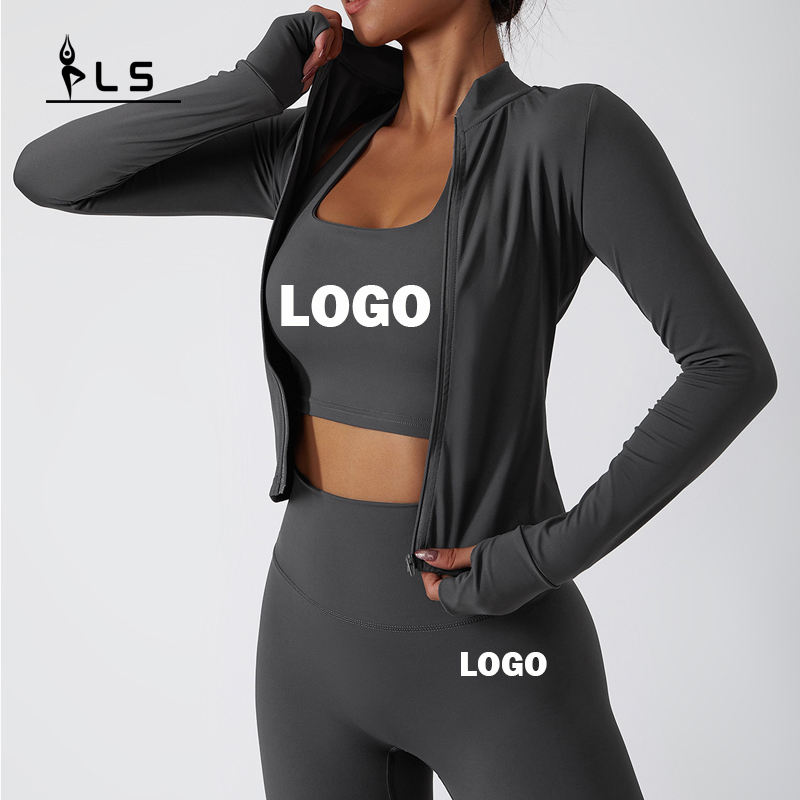 SC1053 Abito fitness in corsa pantaloni da yoga a maniche lunghe set giacche da yoga set per donne abbigliamento per la palestra all\'aperto