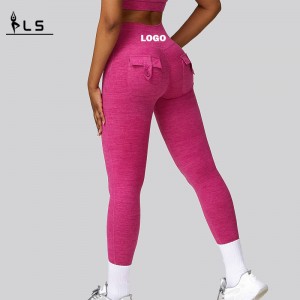 SC1093 Donne allenamenti Leggings High Waist Allenamento scrunch gambings con tasche