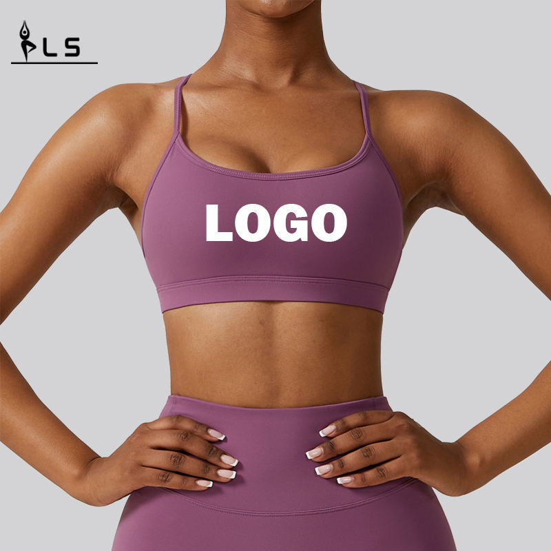 SC10168 Supporto morbido Compression Yoga Sexy Sports Bra Cross Back Yoga Sports Bra ad alto impatto imbottito