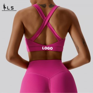 SC101811 Cross Back Yoga Sports reggiseno ad alto impatto ad alto impatto Ladies Halter Neck Cross Back Sports Reggiseno per le donne