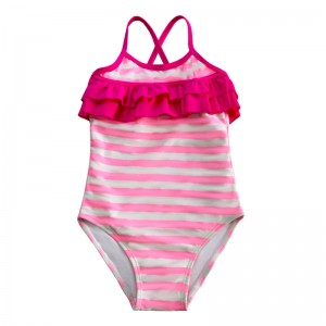 Costume da bagno per bambini con strisce e volant back back