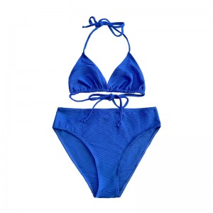Modello blu Speciale Triangolo Triangolo Coppa Calza Halter Swimsuit diviso