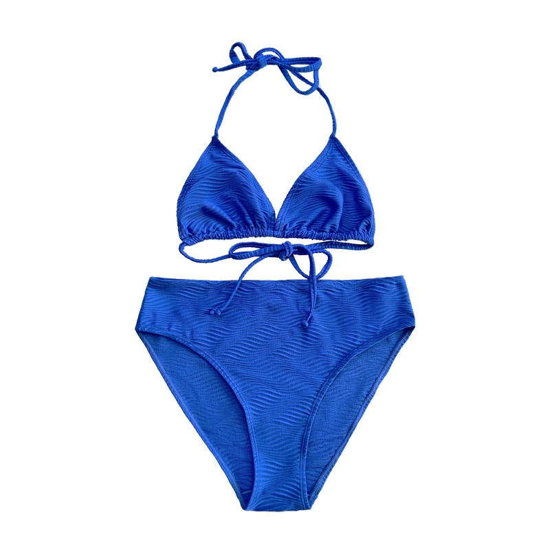 Modello blu Speciale Triangolo Triangolo Coppa Calza Halter Swimsuit diviso