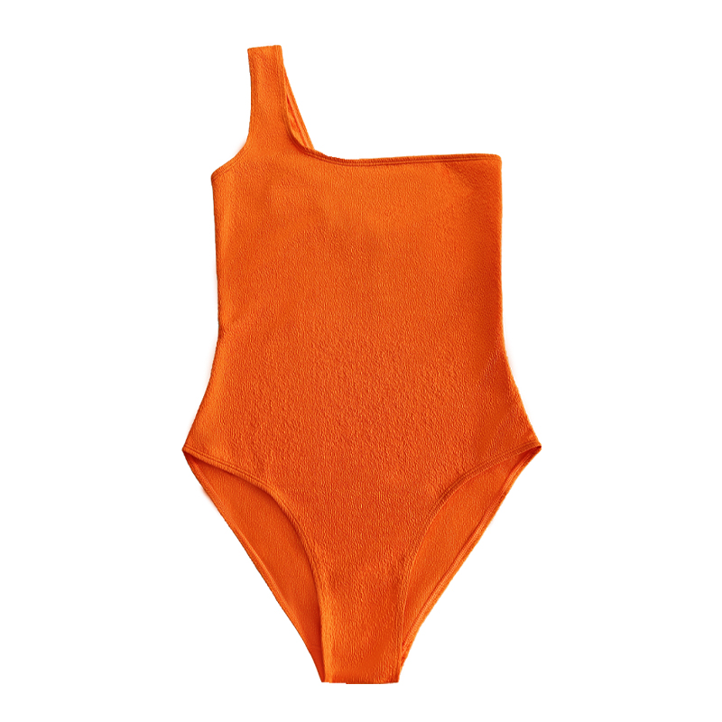Tessuto arancione in tessuto a una spalla a una spalla sexy costume da bagno monopezzo