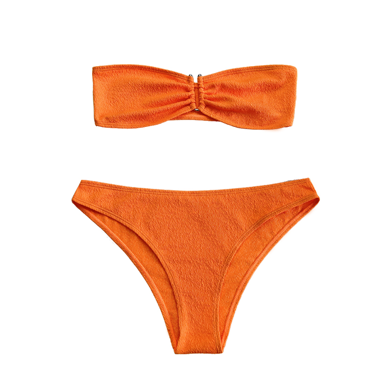 Tessuto arancione in tessuto senza spalline top up up-split costume